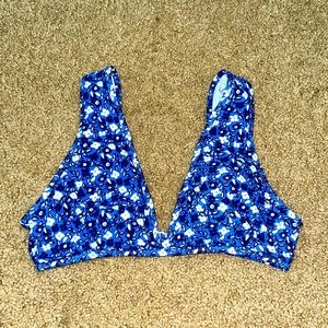 Aerie blue flower bikini scoop top size medium